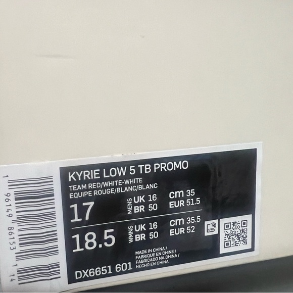 Nike Shoes | Kyrie Low 5 TB Promo | Color: Team Red/White | NEW!!❤️?